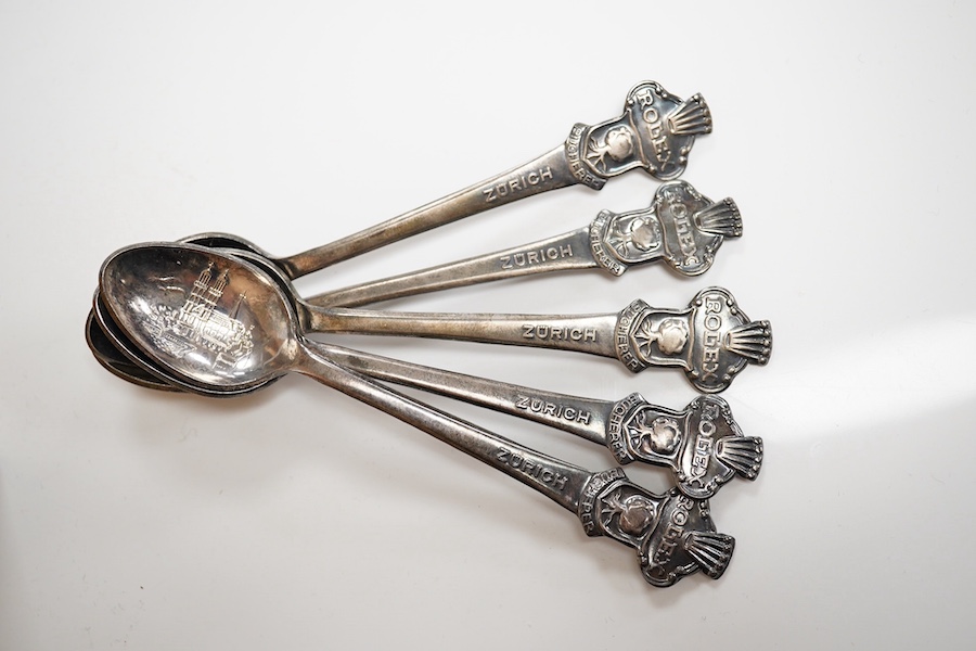 Miscellaneous items to include a set of six Rolex spoons, a novelty frog striker and various silver and collectables. Condition - varies